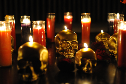 Gold Skull Candle, Dia De Los Muertos Party Decor