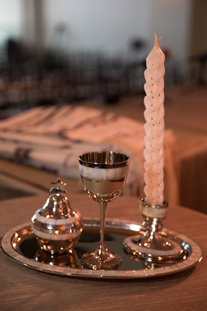 Braided Candle and Silver Servingware